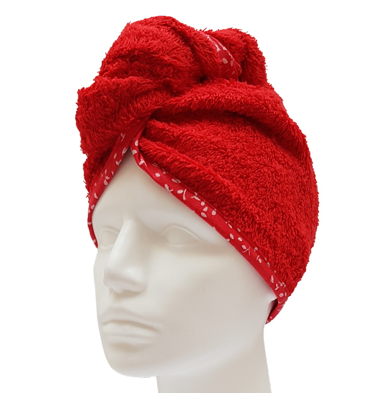 Turban na sušení vlasů červený