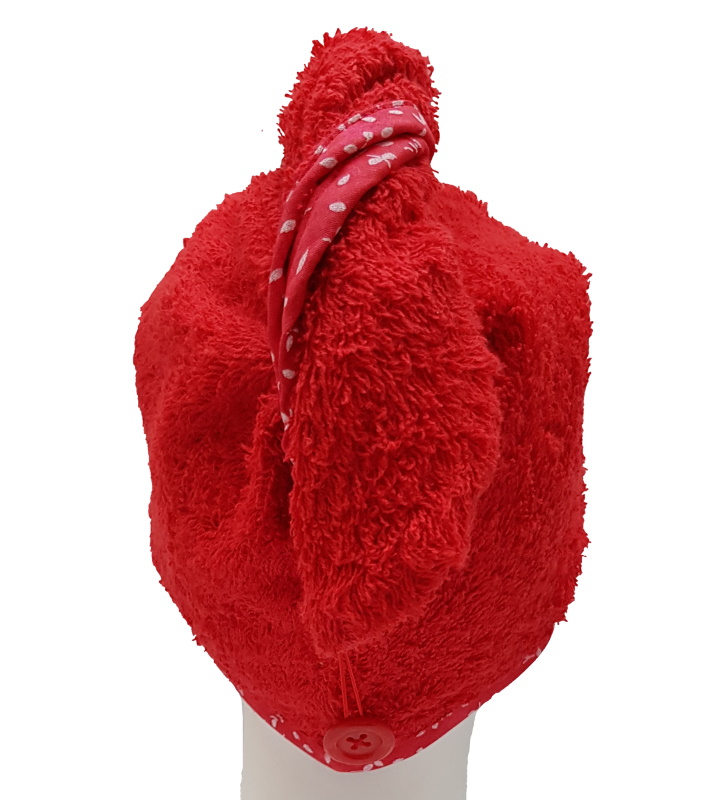 Turban na sušení vlasů červený