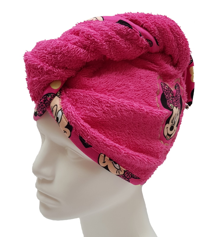 Turban na sušení cyklamenový s Minnie
