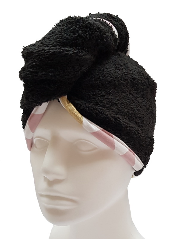 Turban na sušení vlasů černý LUX