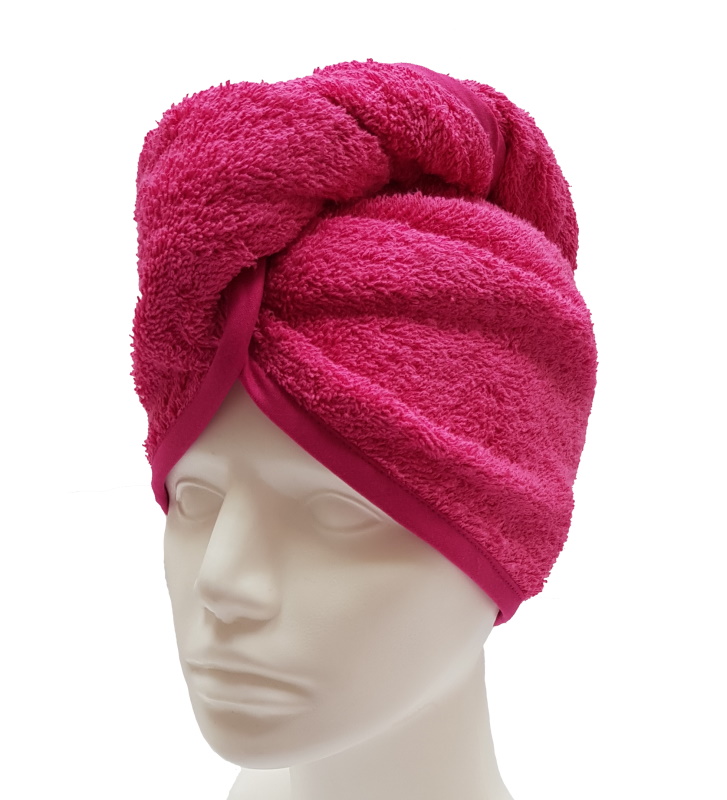 Turban na sušení vlasů cyklamenový