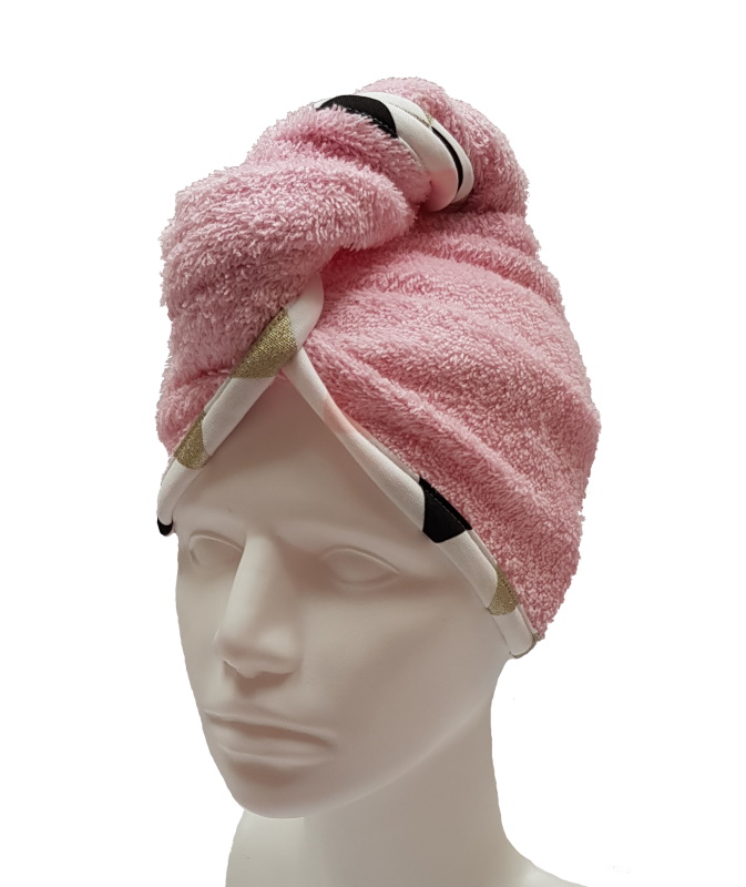 Turban na sušení vlasů růžový LUX