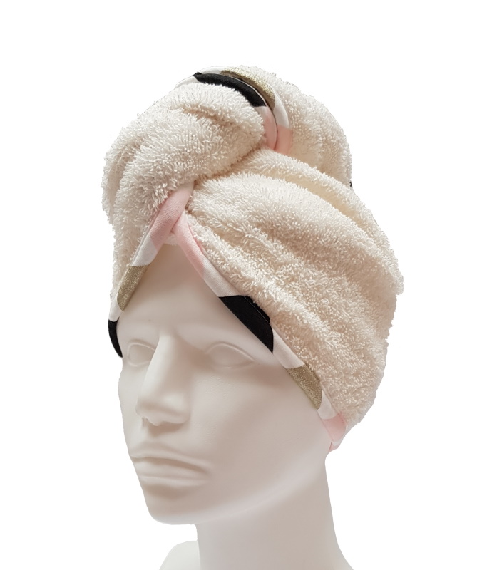 Turban na sušení vlasů krémový LUX