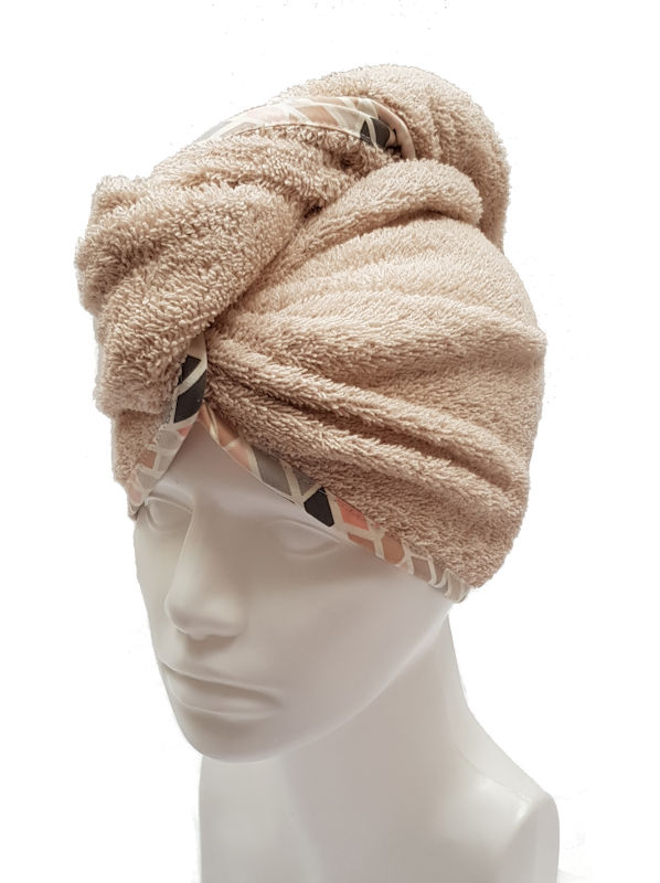 Turban na sušení vlasů béžový I