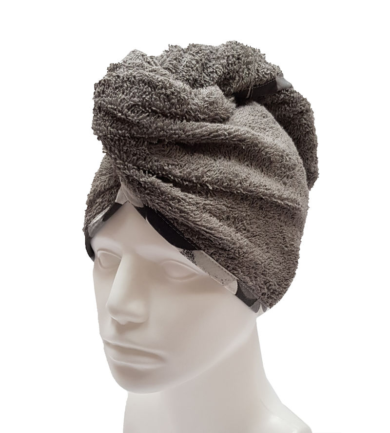 Turban na sušení vlasů šedý