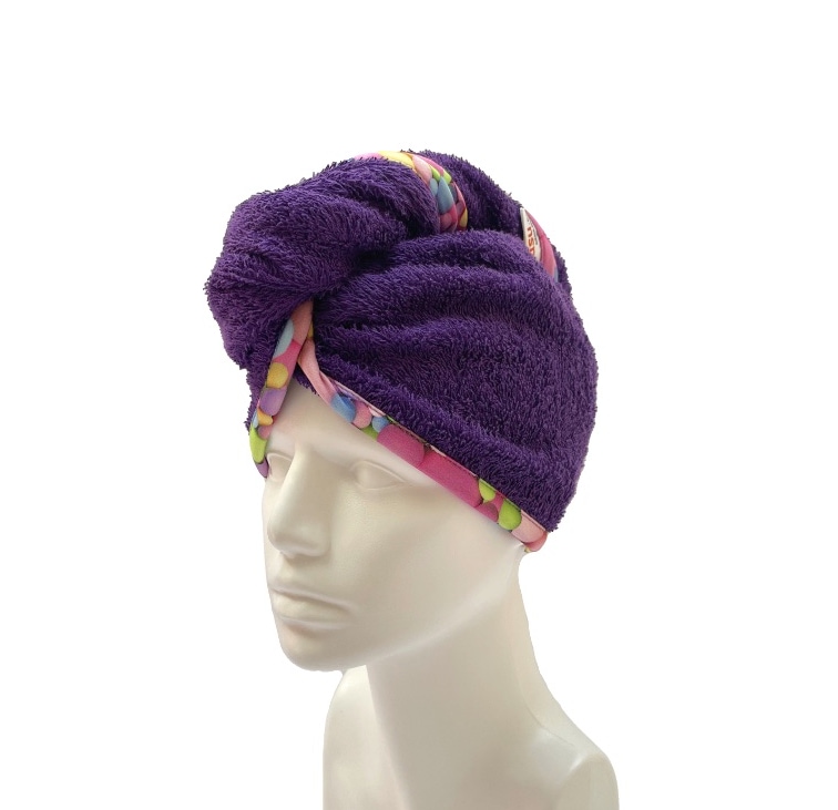 Turban na sušení vlasů fialový - Bubliny