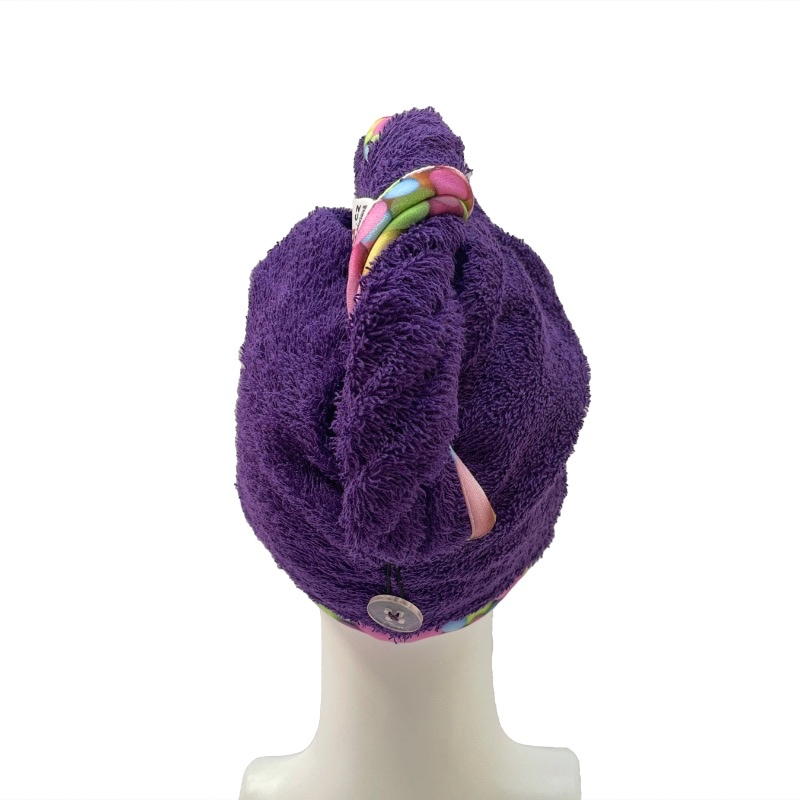 Turban na sušení vlasů fialový - Bubliny