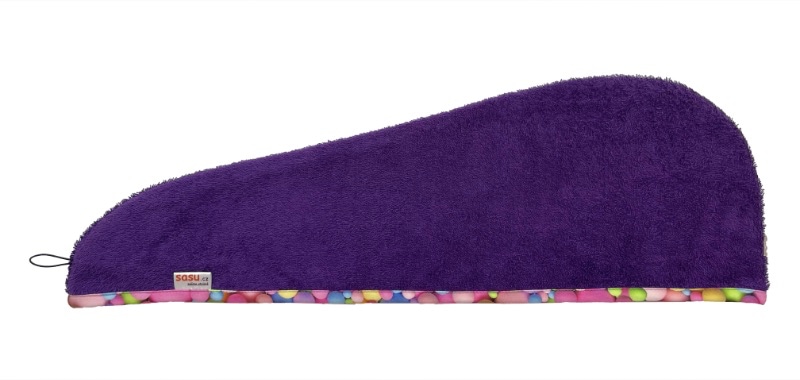 Turban na sušení vlasů fialový - Bubliny