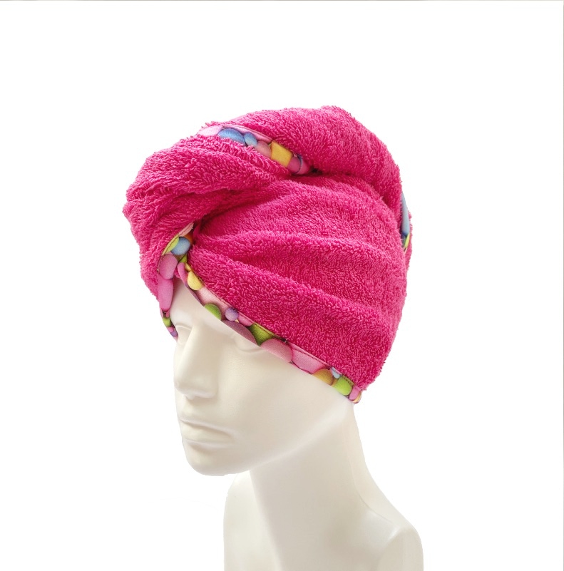 Turban na sušení vlasů cyklamenový - Bubliny