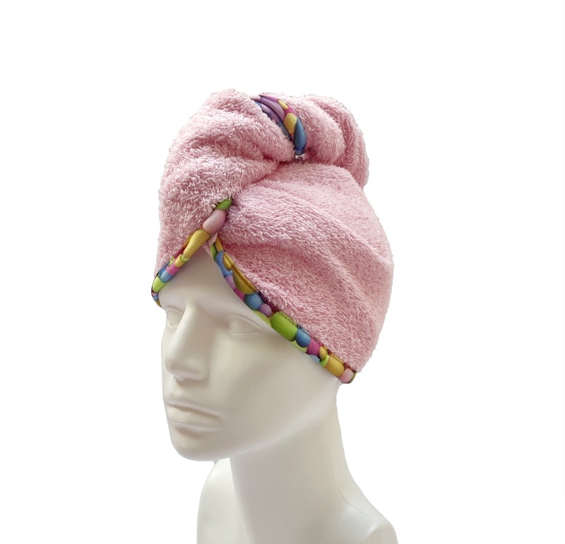 Turban na sušení vlasů růžový - Bubliny