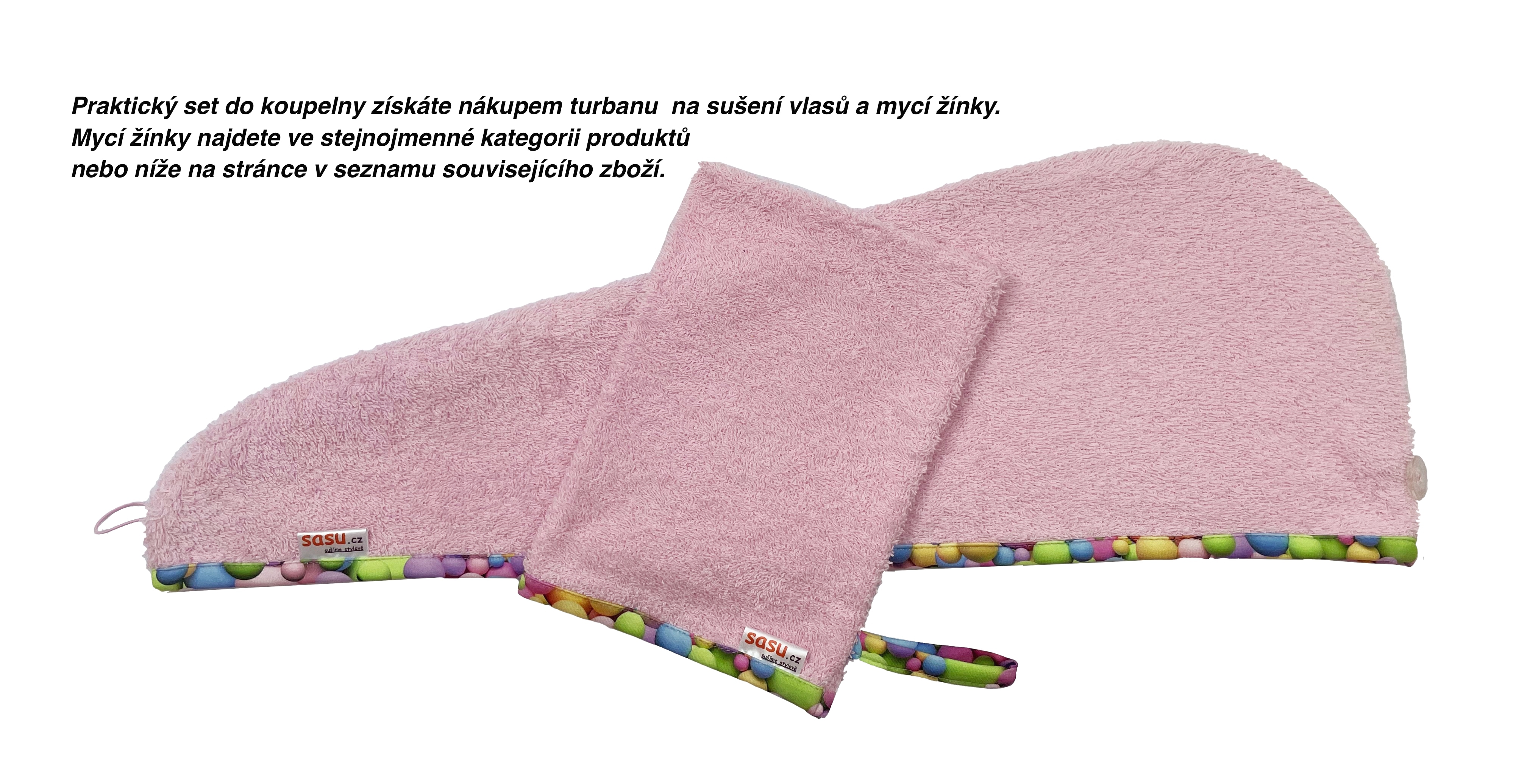 Turban na sušení vlasů růžový - Bubliny