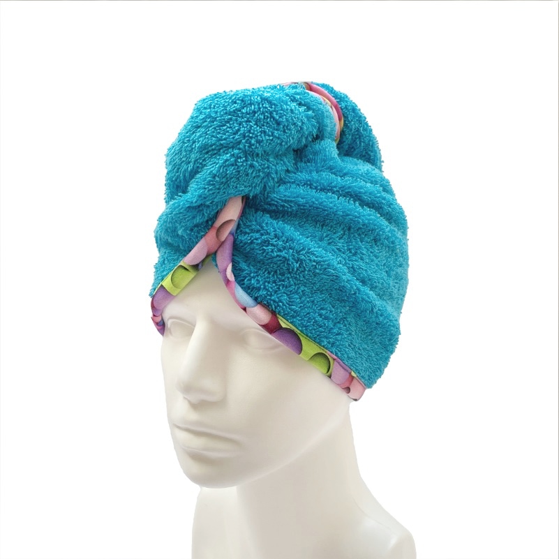 Turban na sušení vlasů tyrkysový - Bubliny