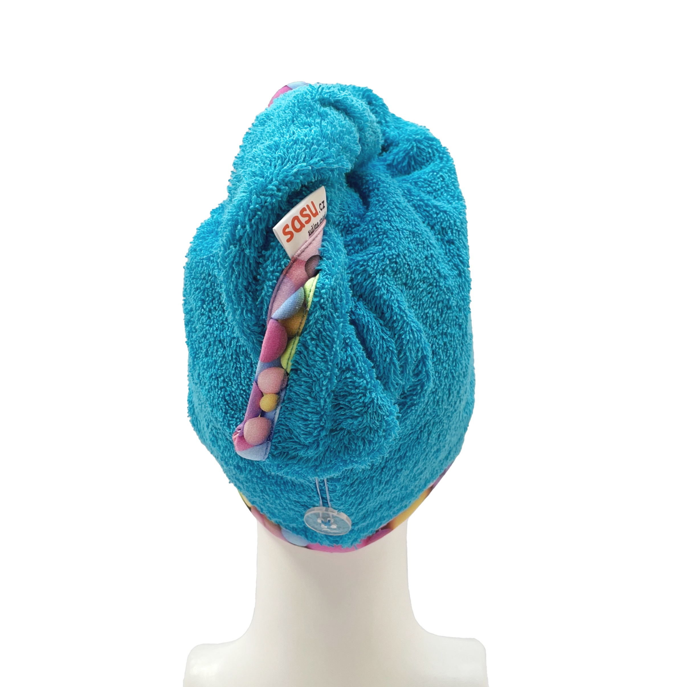 Turban na sušení vlasů tyrkysový - Bubliny