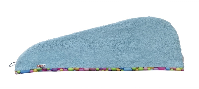 Turban na sušení vlasů světle modrý - Bubliny