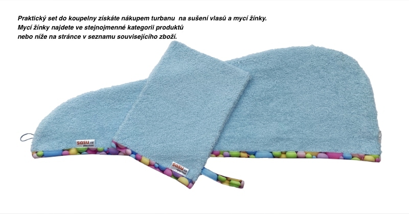 Turban na sušení vlasů světle modrý - Bubliny