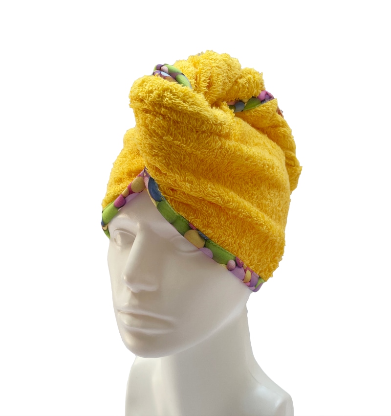 Turban na sušení vlasů žlutý - Bubliny
