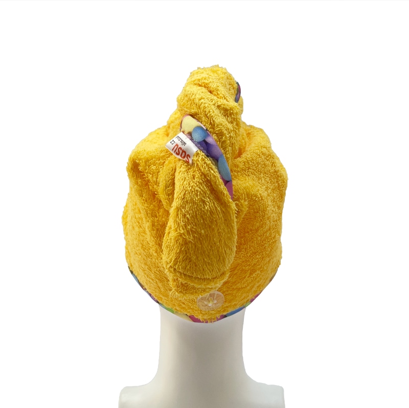 Turban na sušení vlasů žlutý - Bubliny