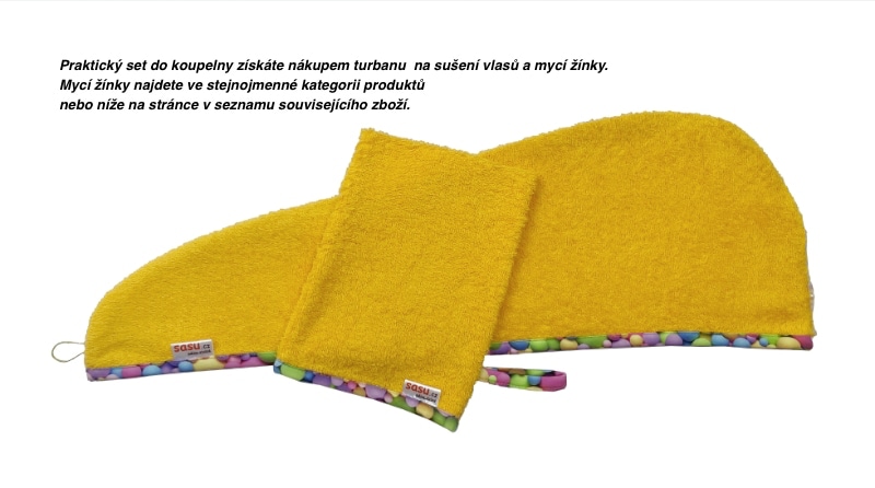 Turban na sušení vlasů žlutý - Bubliny