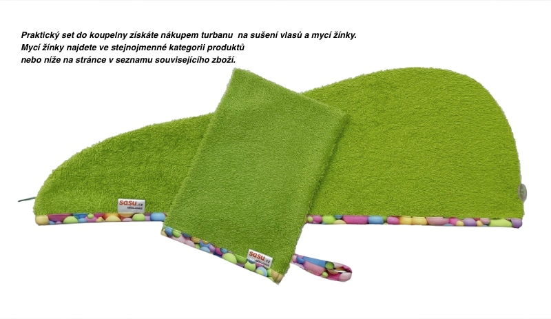 Turban na sušení vlasů zelený - Bubliny