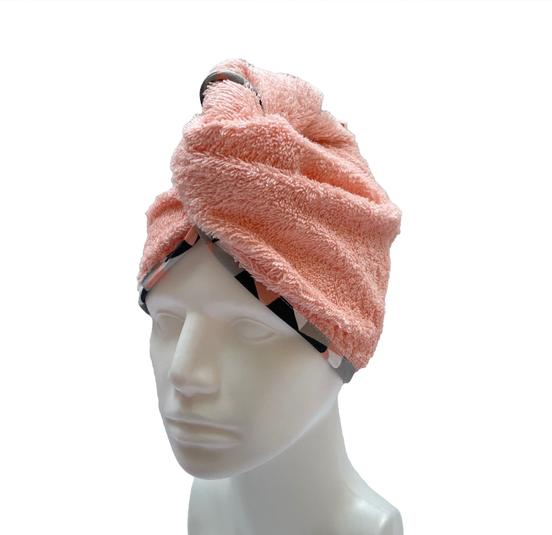 Turban na sušení vlasů lososový - barevný lem