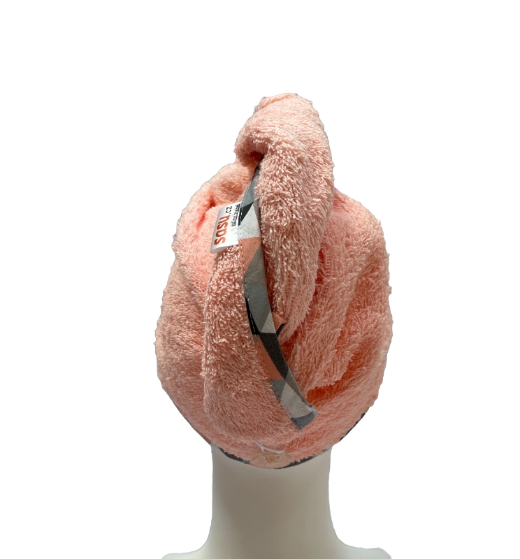 Turban na sušení vlasů lososový - barevný lem