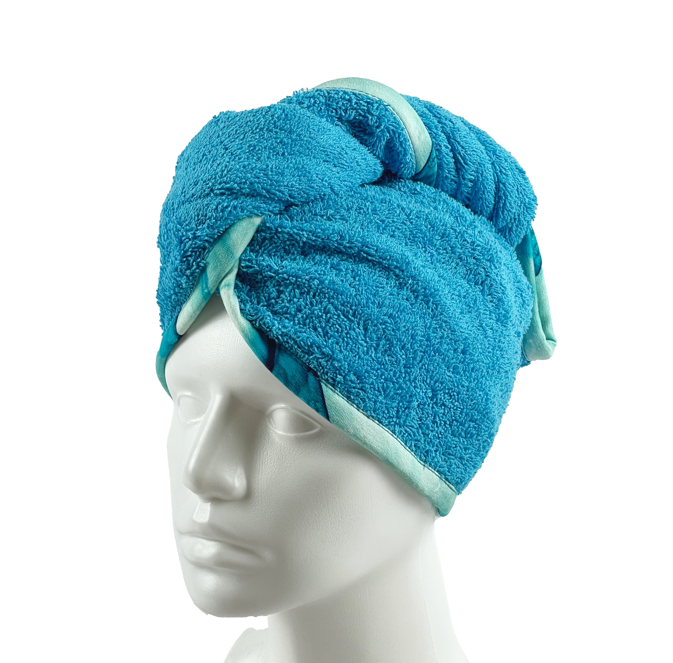 Turban na sušení vlasů tyrkysový - split color