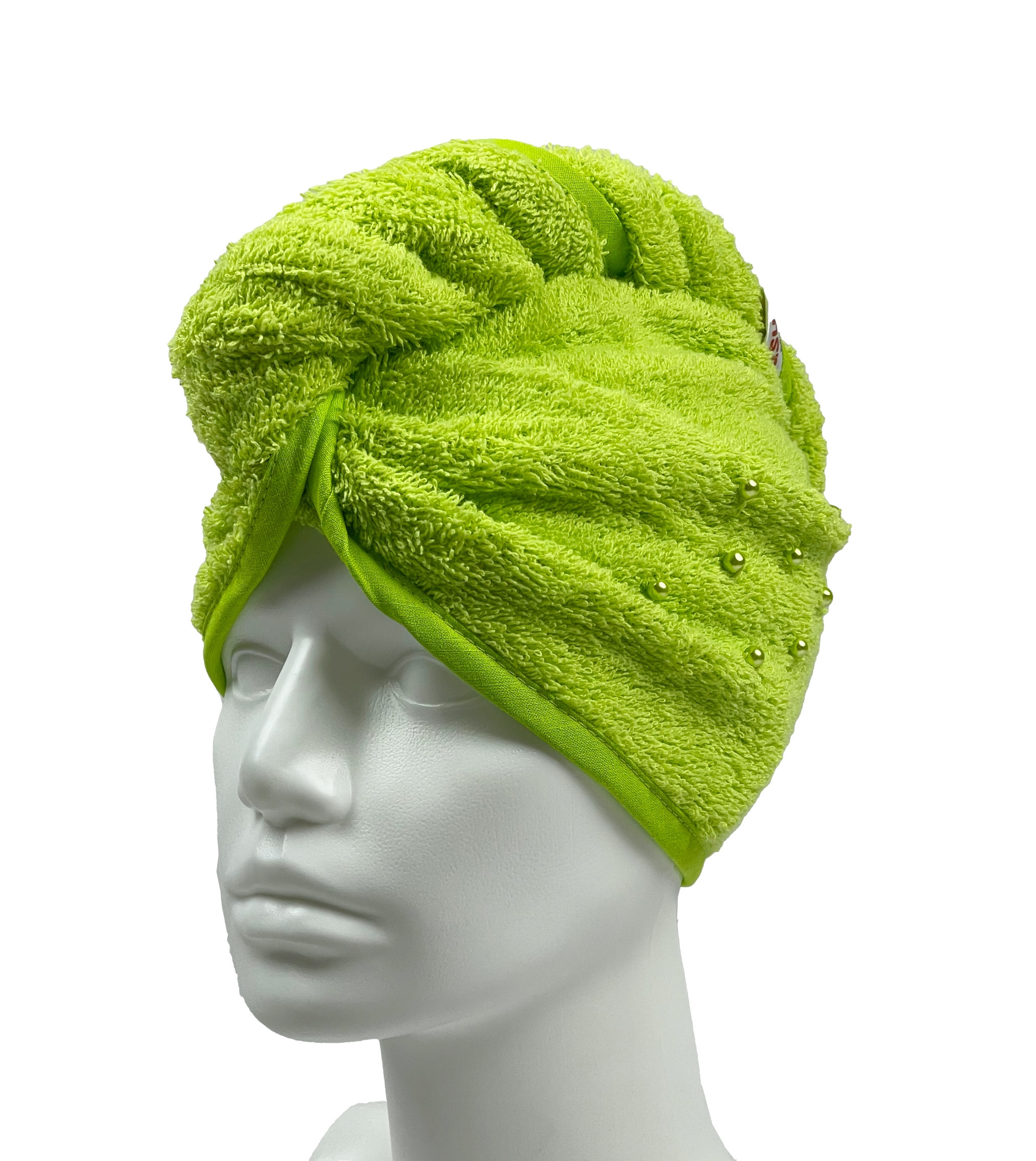 Turban na sušení vlasů neonově zelený