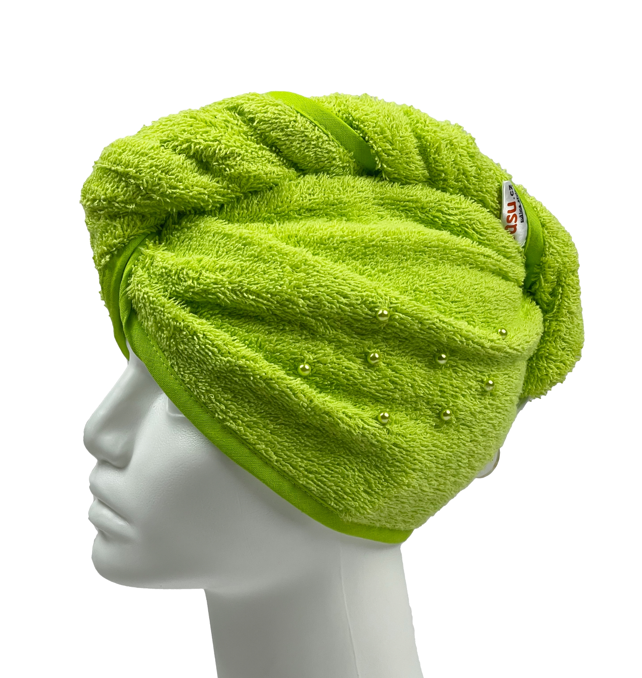 Turban na sušení vlasů neonově zelený