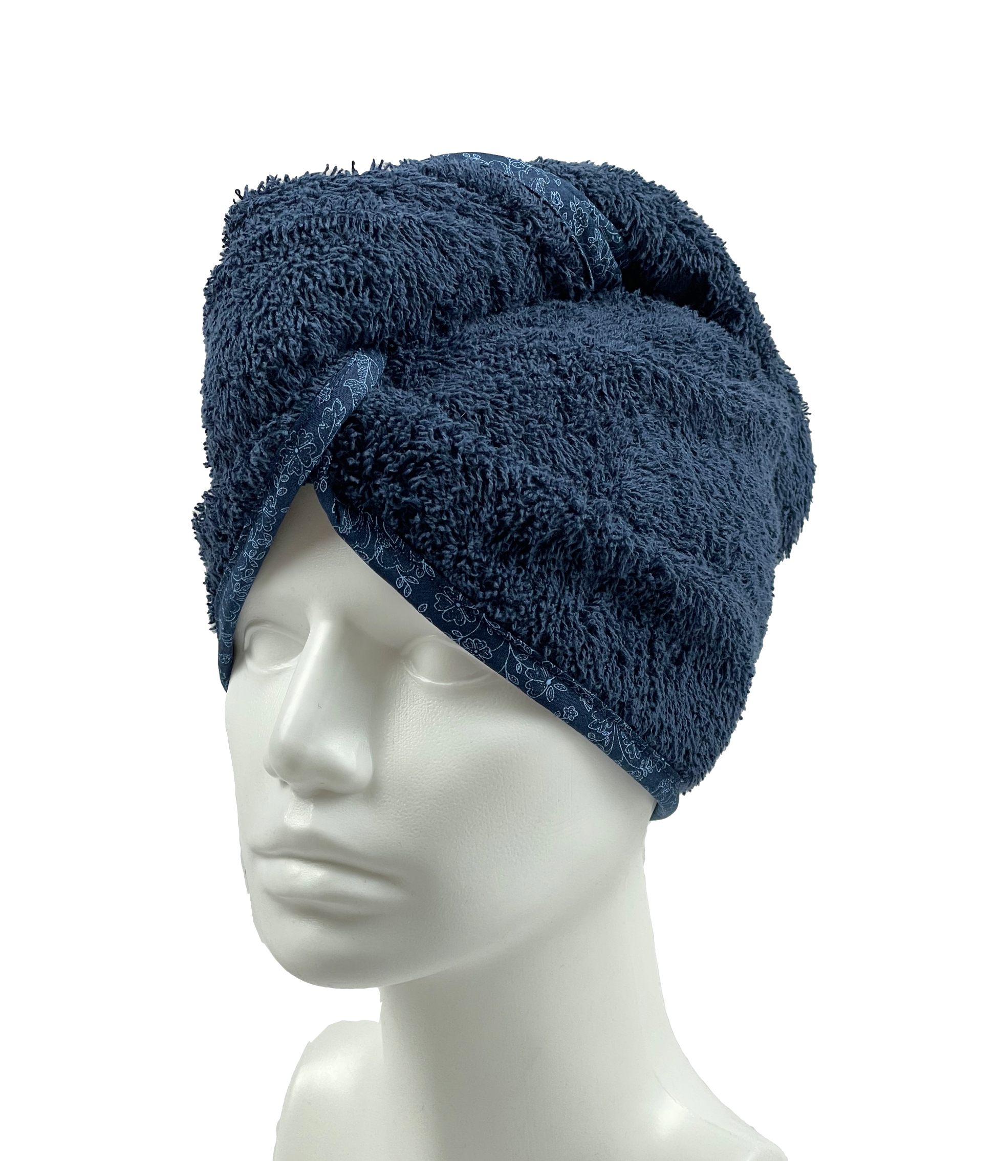 Turban na sušení vlasů tmavě modrý