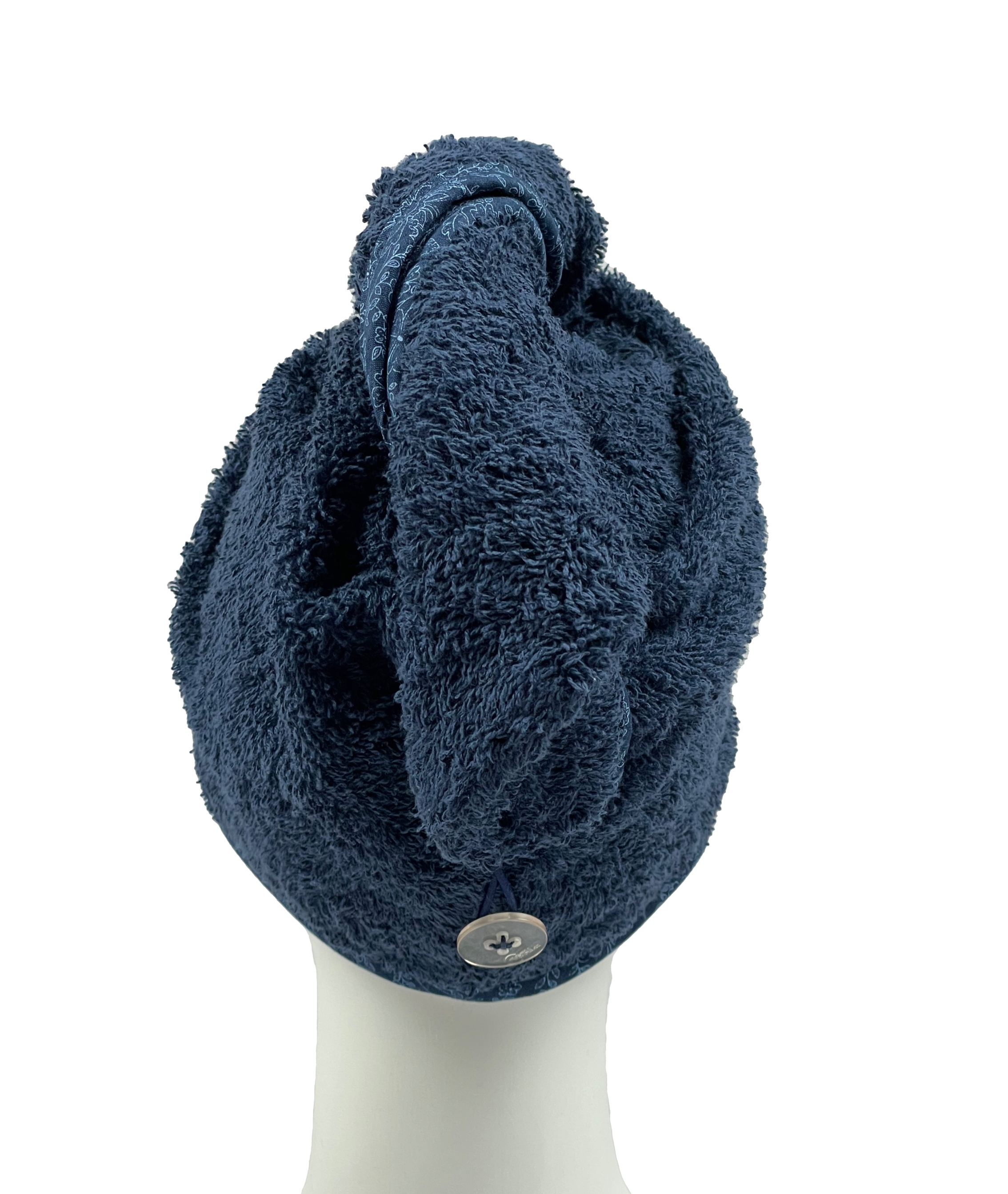 Turban na sušení vlasů tmavě modrý