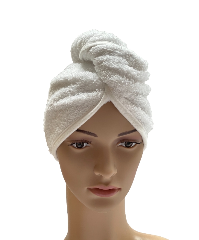 Turban na sušení vlasů bílý