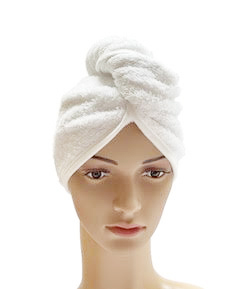Turban na sušení vlasů bílý