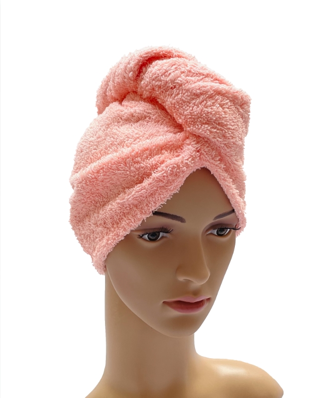 Turban na sušení vlasů lososový