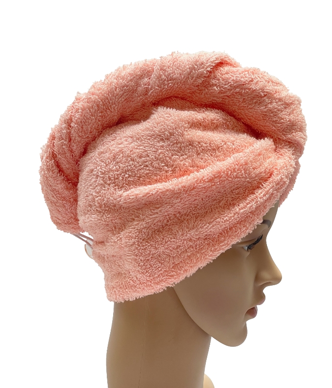 Turban na sušení vlasů lososový