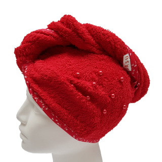 Turban na sušení vlasů červený
