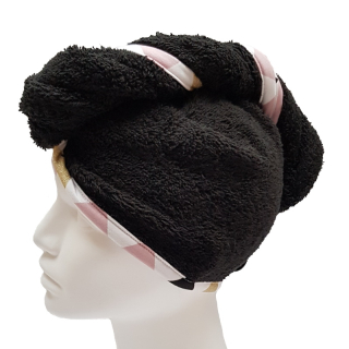 Turban na sušení vlasů černý LUX