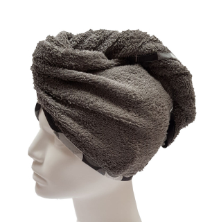 Turban na sušení vlasů šedý