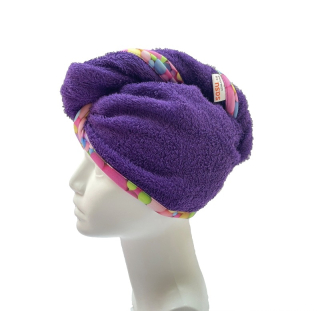 Turban na sušení vlasů fialový - Bubliny
