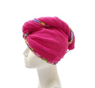 Turban na sušení vlasů cyklamenový - Bubliny