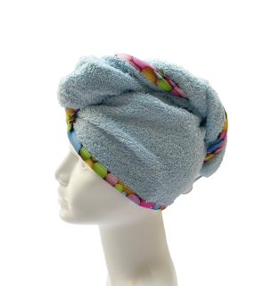 Turban na sušení vlasů světle modrý - Bubliny