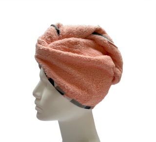 Turban na sušení vlasů lososový - barevný lem