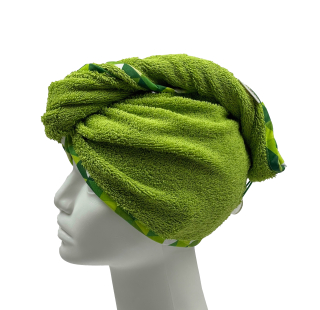 Turban na sušení vlasů zelený - barevný lem