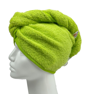 Turban na sušení vlasů limetkově zelený