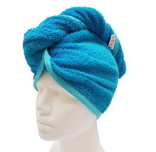 Turban na sušení vlasů tyrkysový
