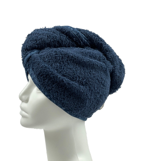 Turban na sušení vlasů tmavě modrý