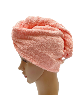 Turban na sušení vlasů lososový
