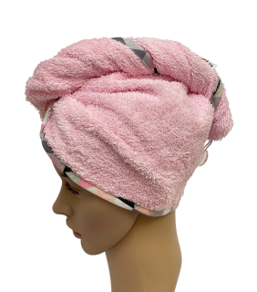Turban na sušení vlasů růžový